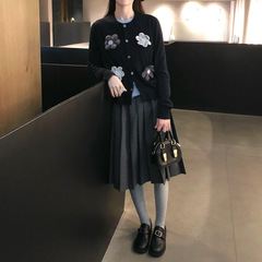 学院小香风针织套装连衣裙女2025新款巨好看的早秋一整套ootd穿搭