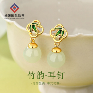 小众设计感天然玉石耳钉|1688新中式轻奢耳饰618端午节礼物