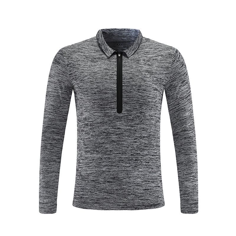 Hombres de primavera y otoño deportes de manga larga media cremallera collar de soporte de secado rápido transpirable camiseta juvenil camiseta casual camiseta superior