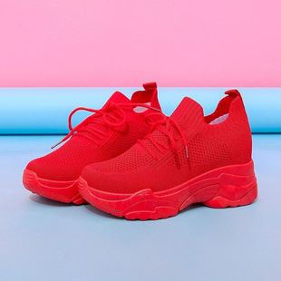 Lace-Up Platform Rubber Deep Mesh Mesh Round Toe Low Heel Mesh Shoes Sports Shoes Large Quantity +V