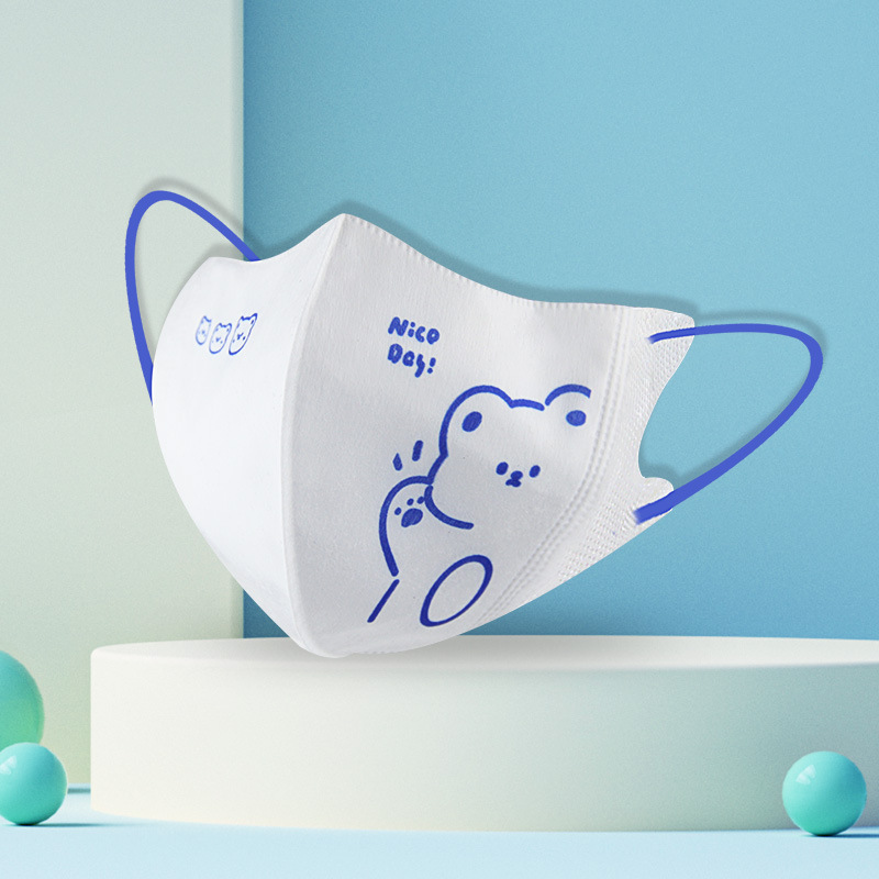 Klein Blue Bear Máscara para padres e hijos 3d tridimensional desechable rubor traje independiente adulto invierno cálido máscara femenina
