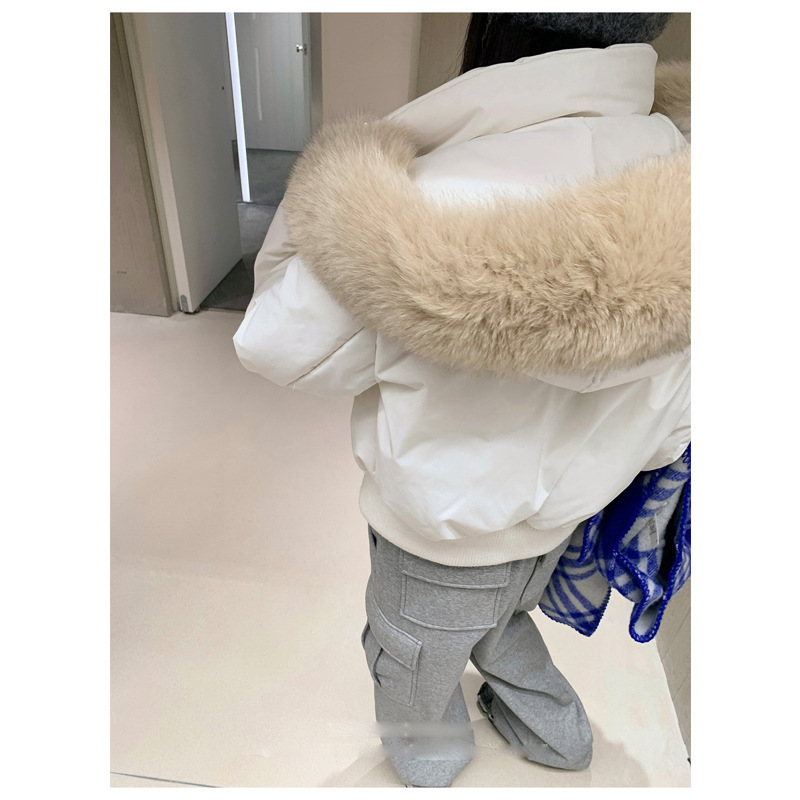 短款设计感羽绒服女冬季白鸭绒小个子收腰大狐狸毛领连帽加厚外套|undefined