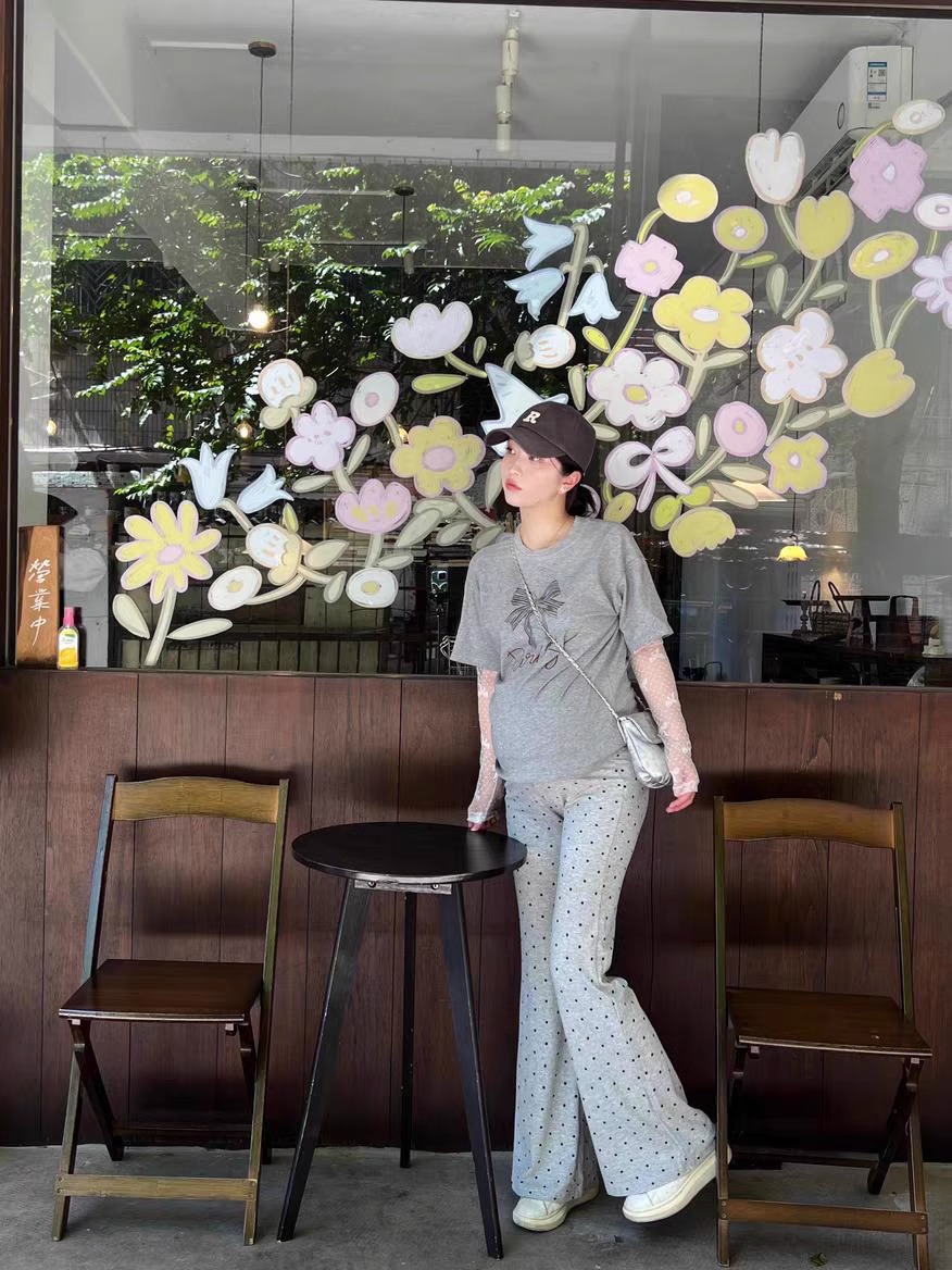 Legging de grossesse polaire à pois taille haute gainante_voghion.com