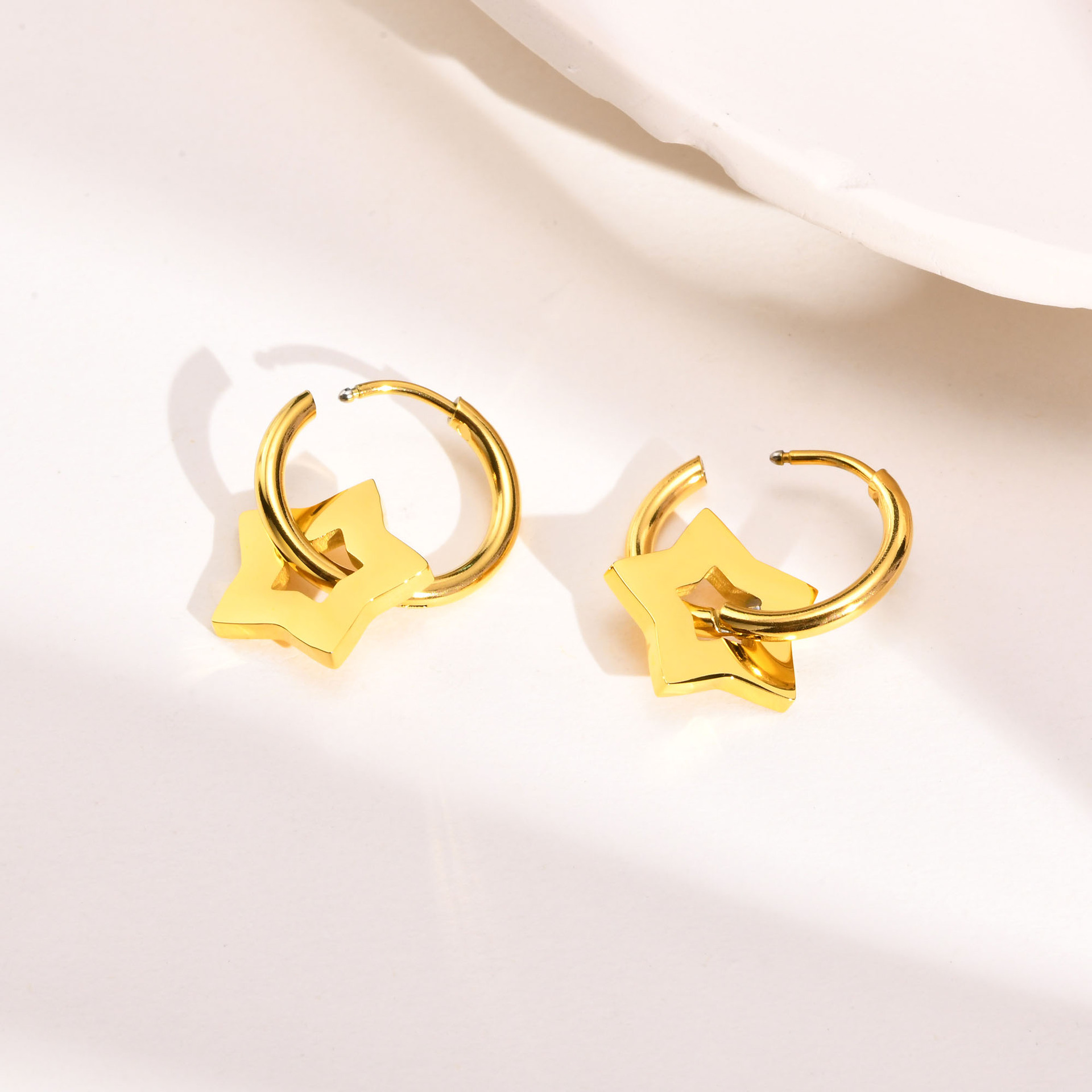 9g Weight 304 Stainless Steel Ear Needle Material Charm Sleeper Hoop Earrings, Drop Earrings Classification 1 Pair Quantity Holiday, Daily Occasion 304 Stainless Steel Material Star, Moon, Heart Shape Pattern Women's Gender Casual, Simple Style Style 1 Pair Casual Simple Style Star Moon Heart Shape 304 Stainless Steel Drop Earrings 20