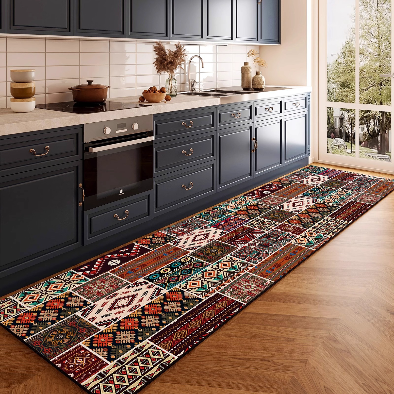 民族风厨房地垫防滑脚垫耐脏防水防油家用硅藻泥地垫美式复古免洗