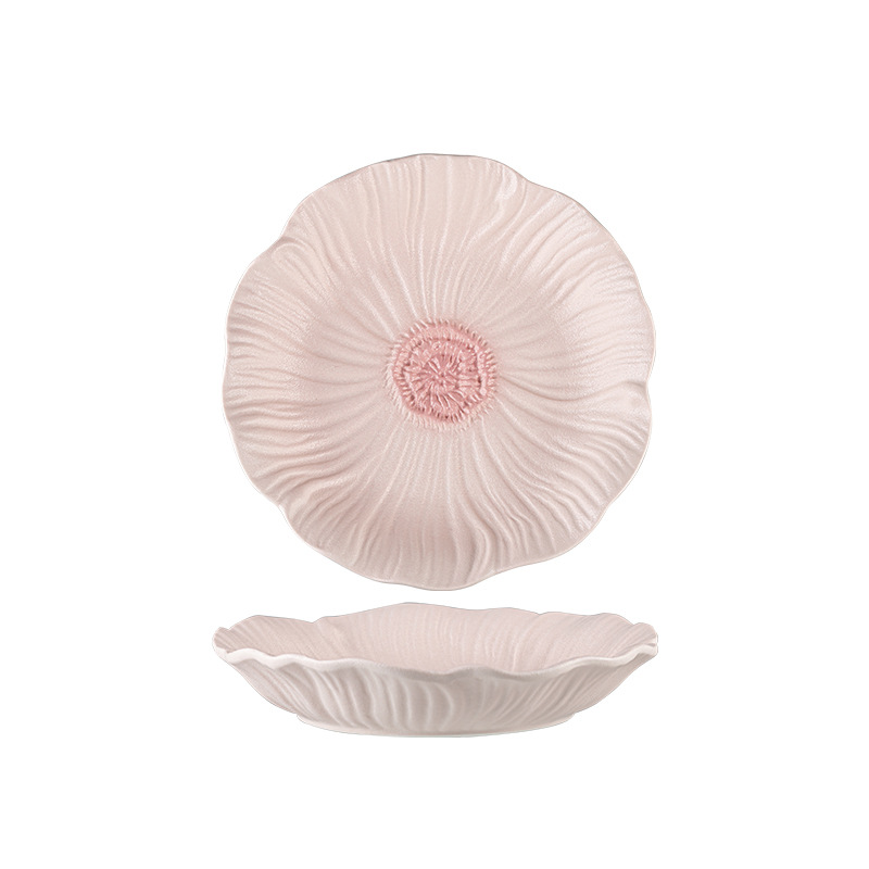 estilo japonés inswind nuevo esmerilado en relieve platos platos de platos de cerámica de alto valor de la cara cubiertos set platos
