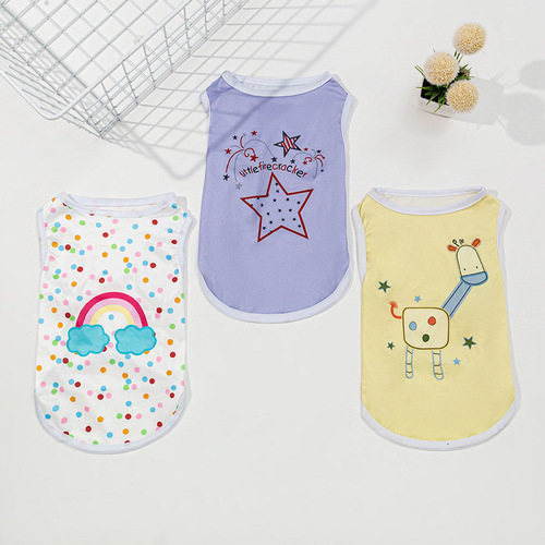 Source Factory Cute Cartoon Printed Vest Spring and Summer Pet Clothing Puppy Vest Pet Clothes Puppy Clothing