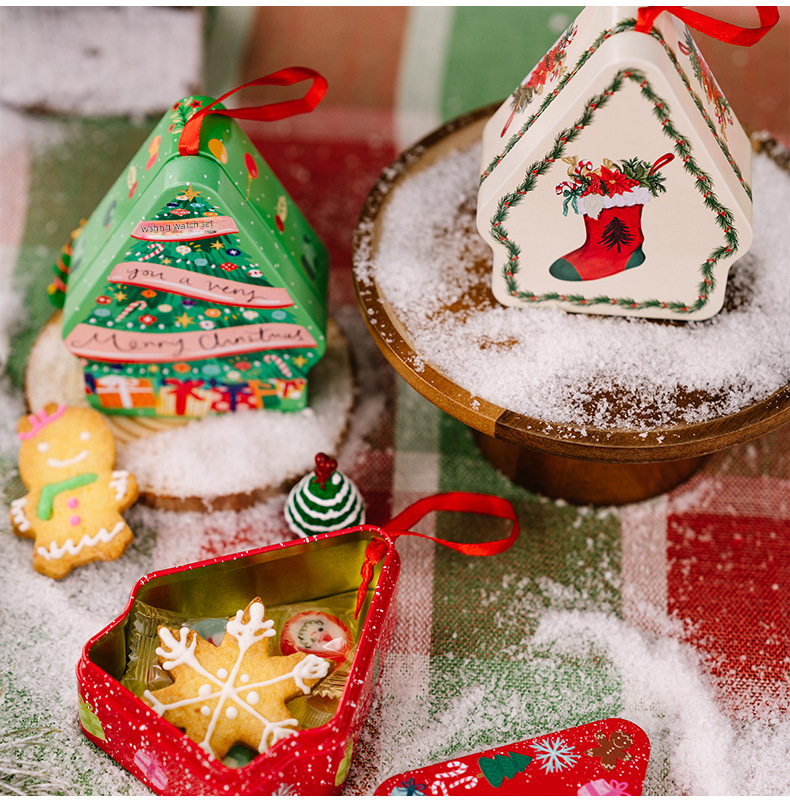 Christmas New Arrival Decorations Polygonal Cartoon Printed Tinplate Box Christmas Season Children's Handheld Gift Box_voghion.com
