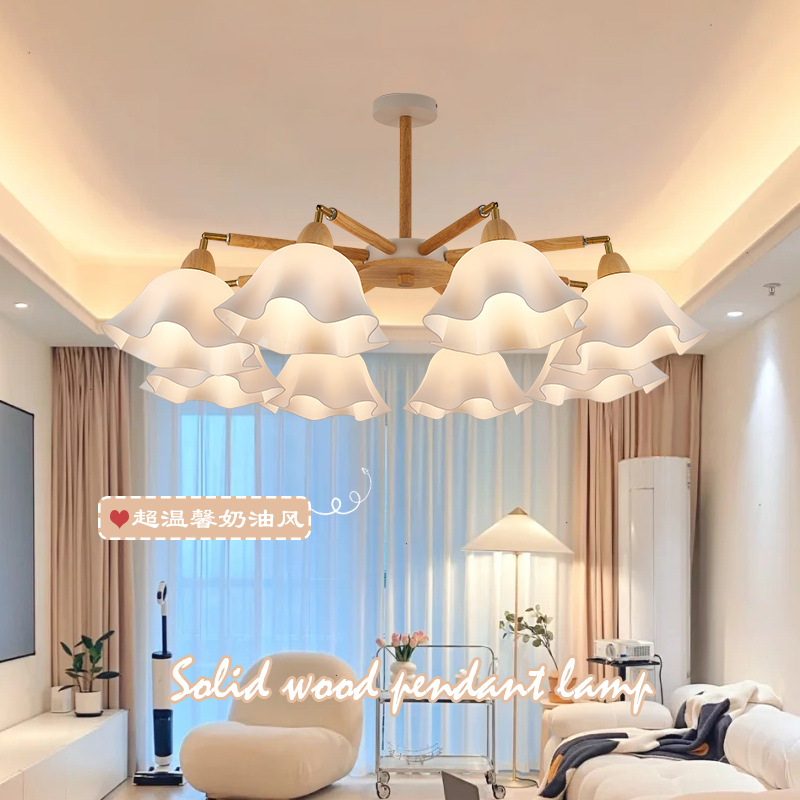 Lámpara de Araña de Estilo Nórdico de Madera de Nogal, Madera de Caucho, Hierro, Arte Acrílico para Salón, Restaurante, Hotel, Sala de Banquetes