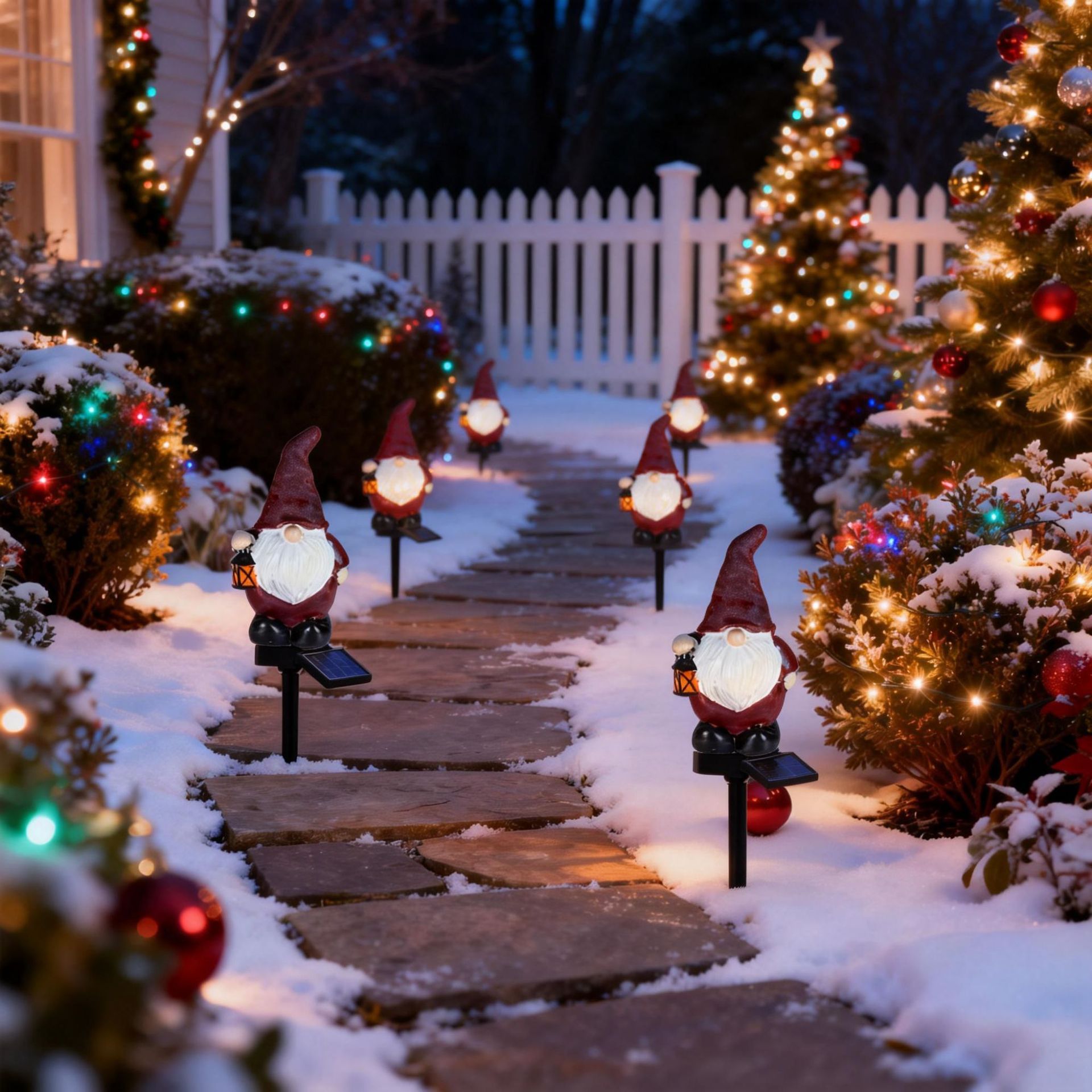 Nuevo solar Navidad muñeco de nieve enano resina césped jardín lámpara vacaciones jardín paisaje atmósfera lámpara