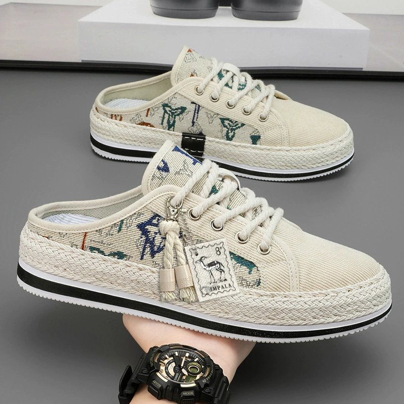 Мужские слипоны, новая летняя повседневная обувь, модные молодежные модные парусиновые туфли с половиной тяги, могут быть отправлены от имени других.