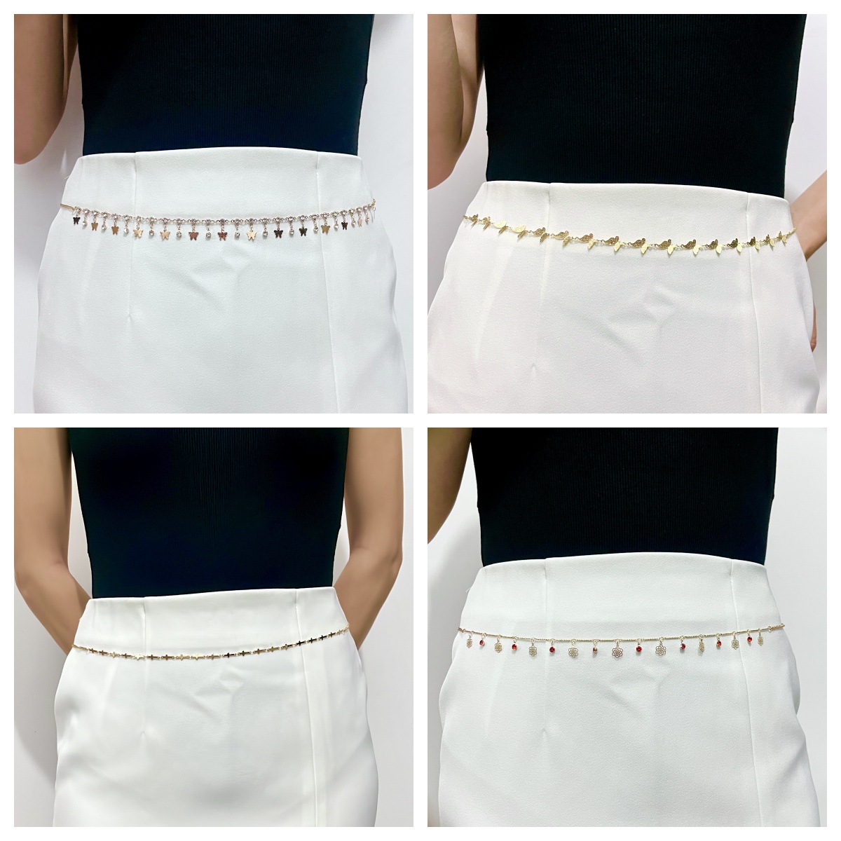 European and American Cross-border Tassel Rhinestone Waist Chain Women's Sexy Flash Diamond Butterfly Waist Chain Sweet Cool Spice Metal Chain Waist Chain