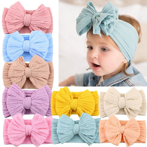 Cross-border simple children's headband, baby nylon elastic, embroidered headband for babies, baby butterfly knot, hemp pattern sweet hair accessory