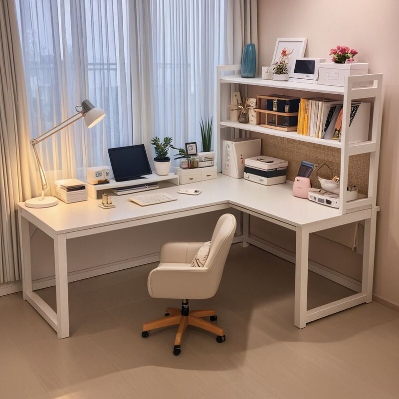 Corner Desk Student Home Computer Desk L-Shaped Writing Desk with Bookshelf Office Desk Simple Modern Bedroom Table