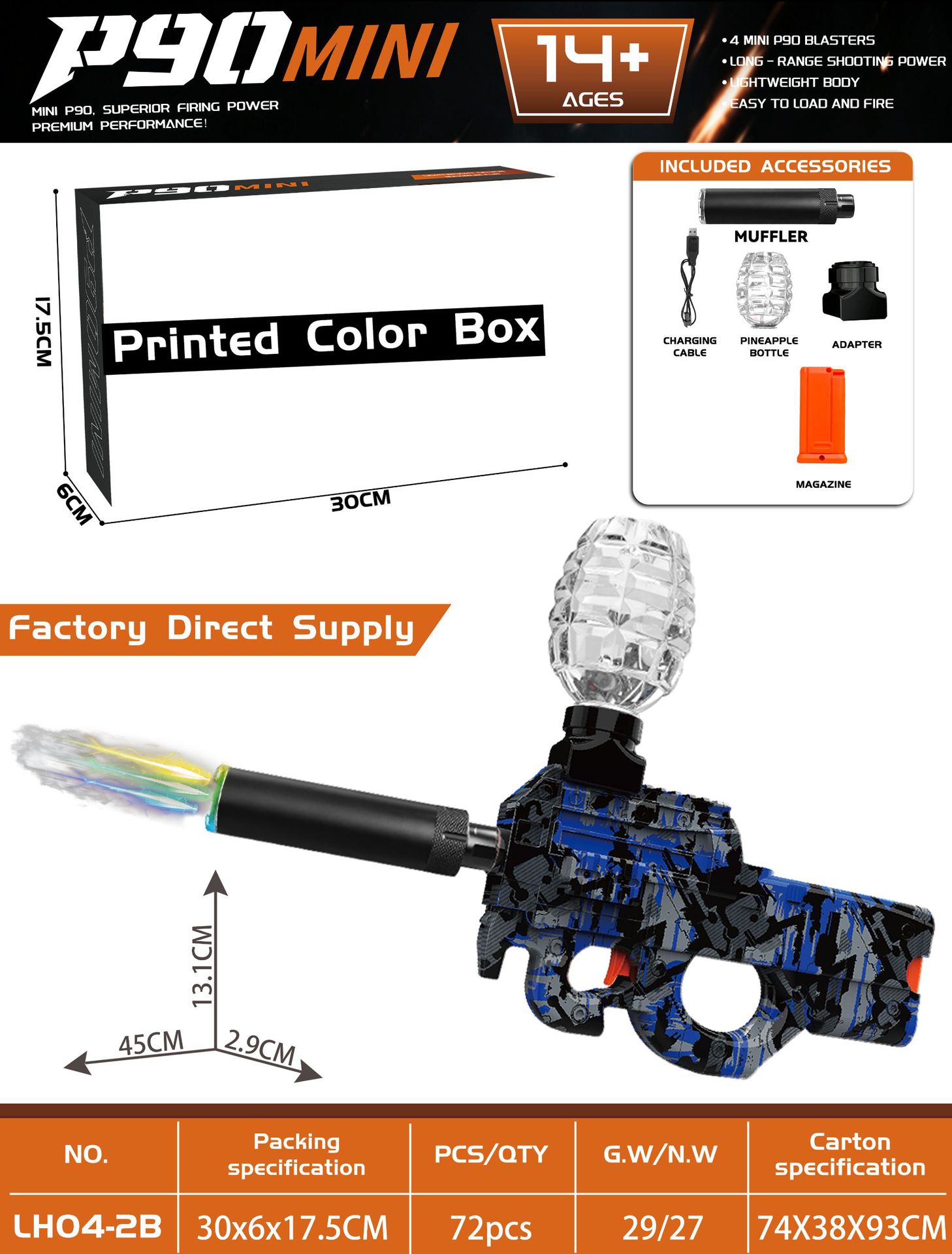 P90MINI blue-colorful flame light spray