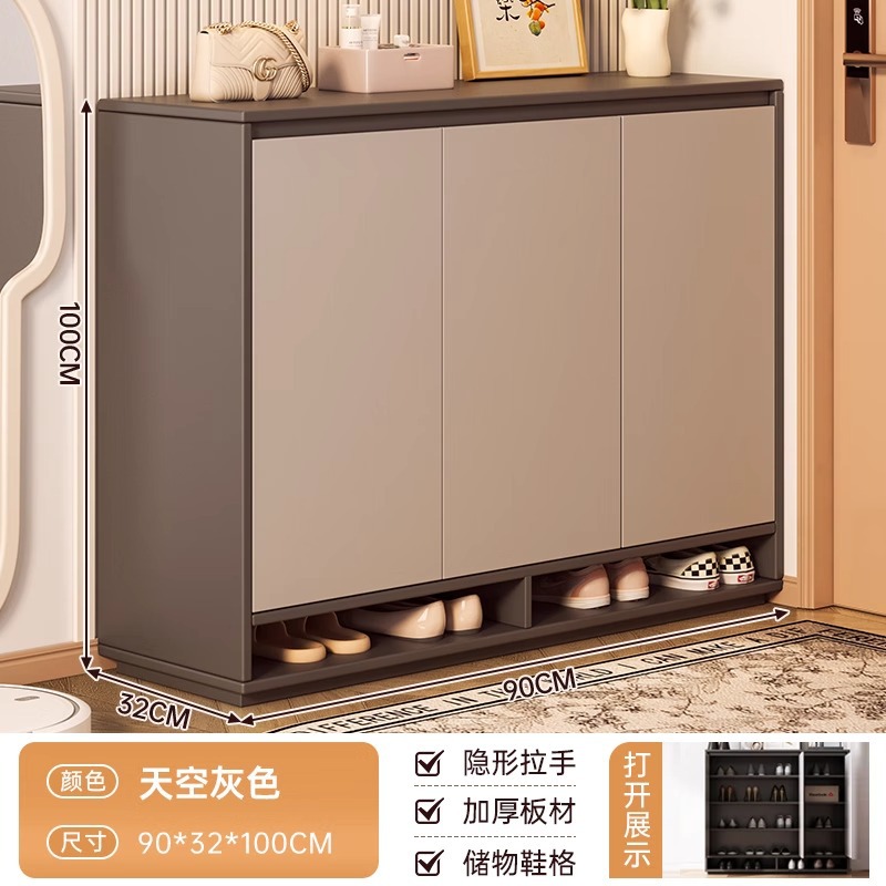 [고품질 복합 보드丨3도어] 스카이 그레이 90*32*100cm (참고 이 모델은 일반 밀도 보드입니다)