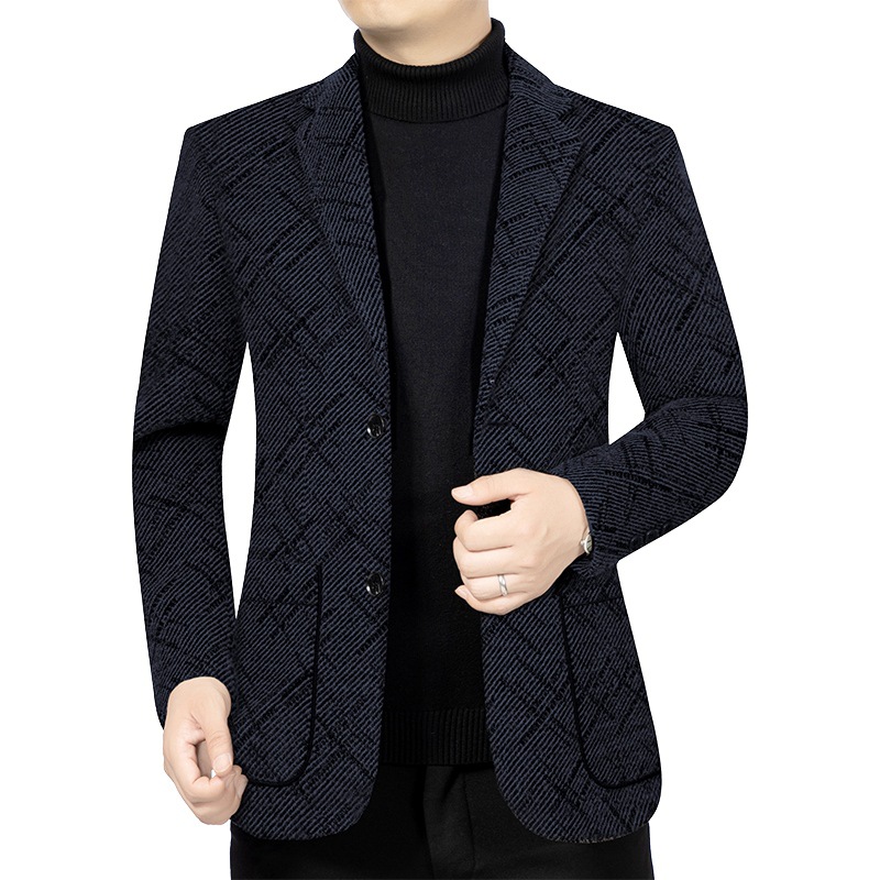 2023 primavera y otoño traje de mediana edad de los hombres delgados de papá casual de una pieza ropa superior sin planchar chaqueta de traje de hombre
