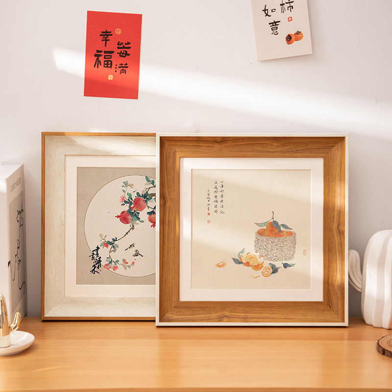 Square 6inch Photo Frame Display New Chinese Style a 4inch 10inch American Photo Frame Sketch Calligraphy Wall Hanging Picture Frame Wholesale
