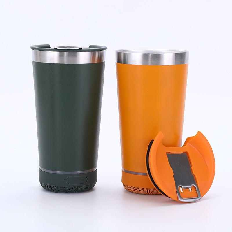 Transfronterizo 304 acero inoxidable Bluetooth tazas de sonido con abridor de botellas tazas de cerveza congeladas tazas de vacío de doble capa al por mayor