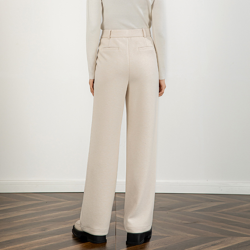 양모 넓은 다리 바지 2024 가을 | 겨울 새로운 아세트산 처짐 슬림 캐주얼 스트레이트 레그 팬츠 9173D