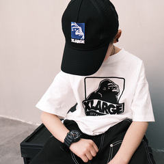 Men's Short Sleeve Cotton T-Shirt Summer New Arrival Middle to Large Children's Korean Style Printed Cool Cartoon Boy Children Loose T-Shirt