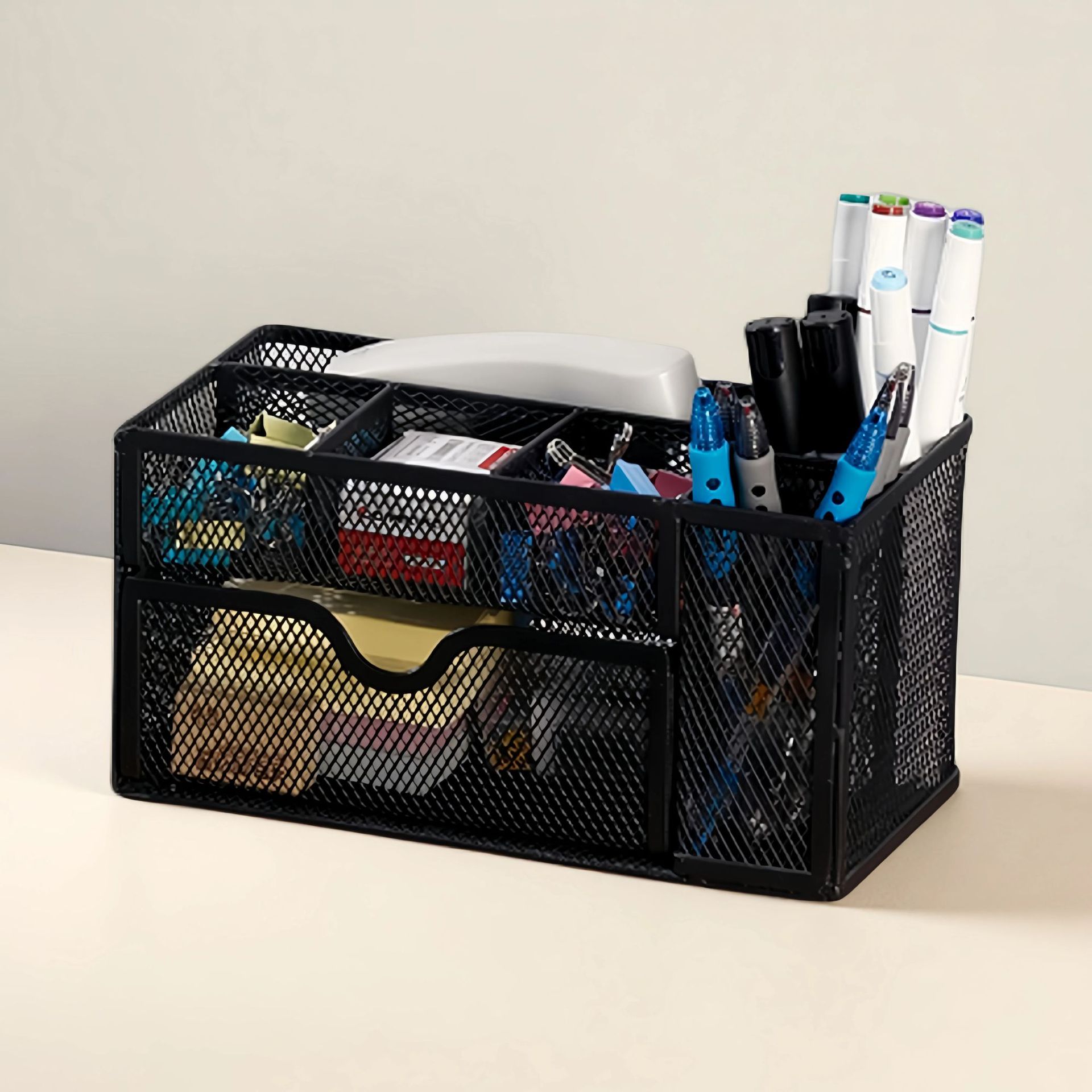 Organizador de Escritorio Metálico Multifuncional con Cajones y Compartimentos para Documentos, Papelería, Cosméticos y Archivos