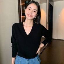 舒适山羊绒衫女套头针织衫V领秋冬新款毛衣宽松显瘦套头长袖时尚