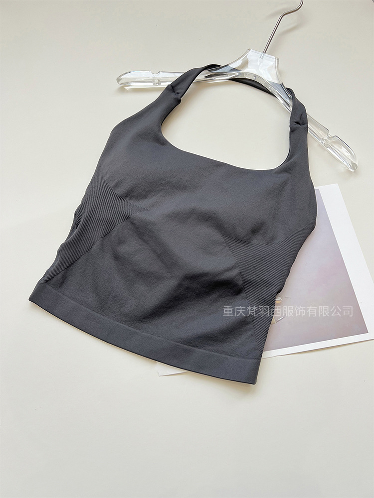 Transfronteriza versión de la patria DF cuello cuadrado chaleco de cuello colgante de tres capas con almohadilla de pecho alta elástica hermosa espalda ajustada sin costuras ropa de yoga de fitness