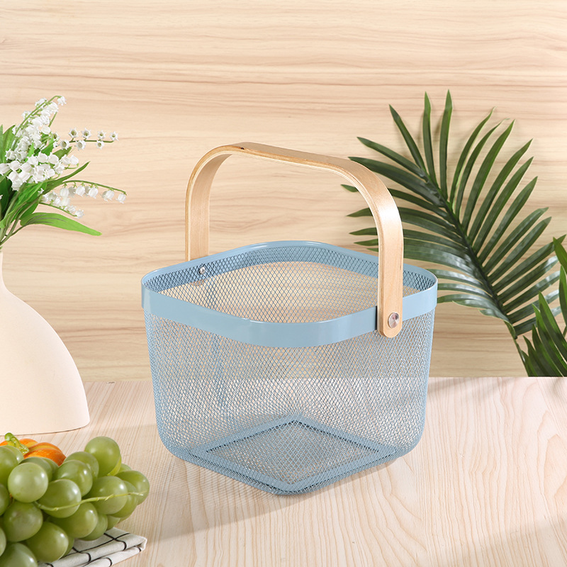 1051g Weight Storage Basket Storage & Cleaning 1 Piece Quantity Wood, Metal Material Color Block Pattern Nordic Style, Simple Style Style Multicolor Color Nordic Style Simple Style Color Block Wood Metal Storage Basket 4