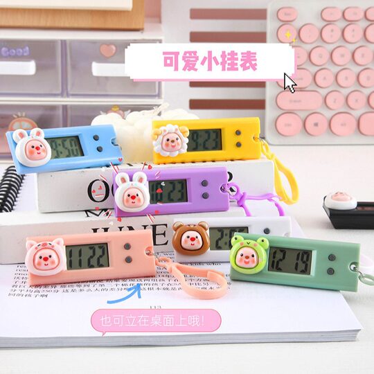 Cartoon cute small hanging watch mini portable electronic clock student exam class schedule clock timer