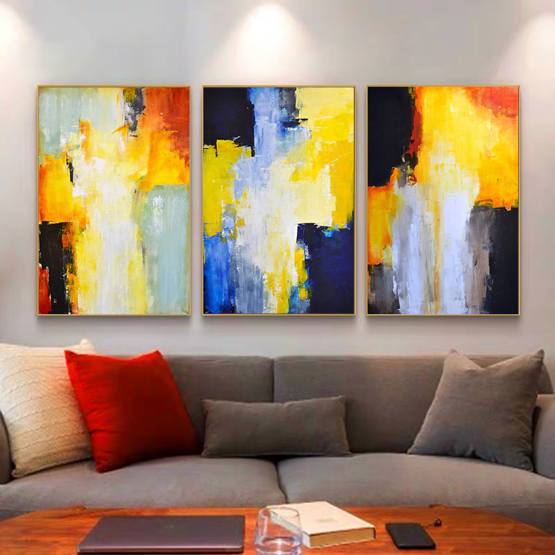 Pintura al óleo de color abstracto moderno lienzo mural póster de arte de la pared dormitorio sala de estar decoración moderna