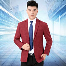 春秋男士休闲西服上衣中年男商务西装外套宽松爸爸装春秋新款男装