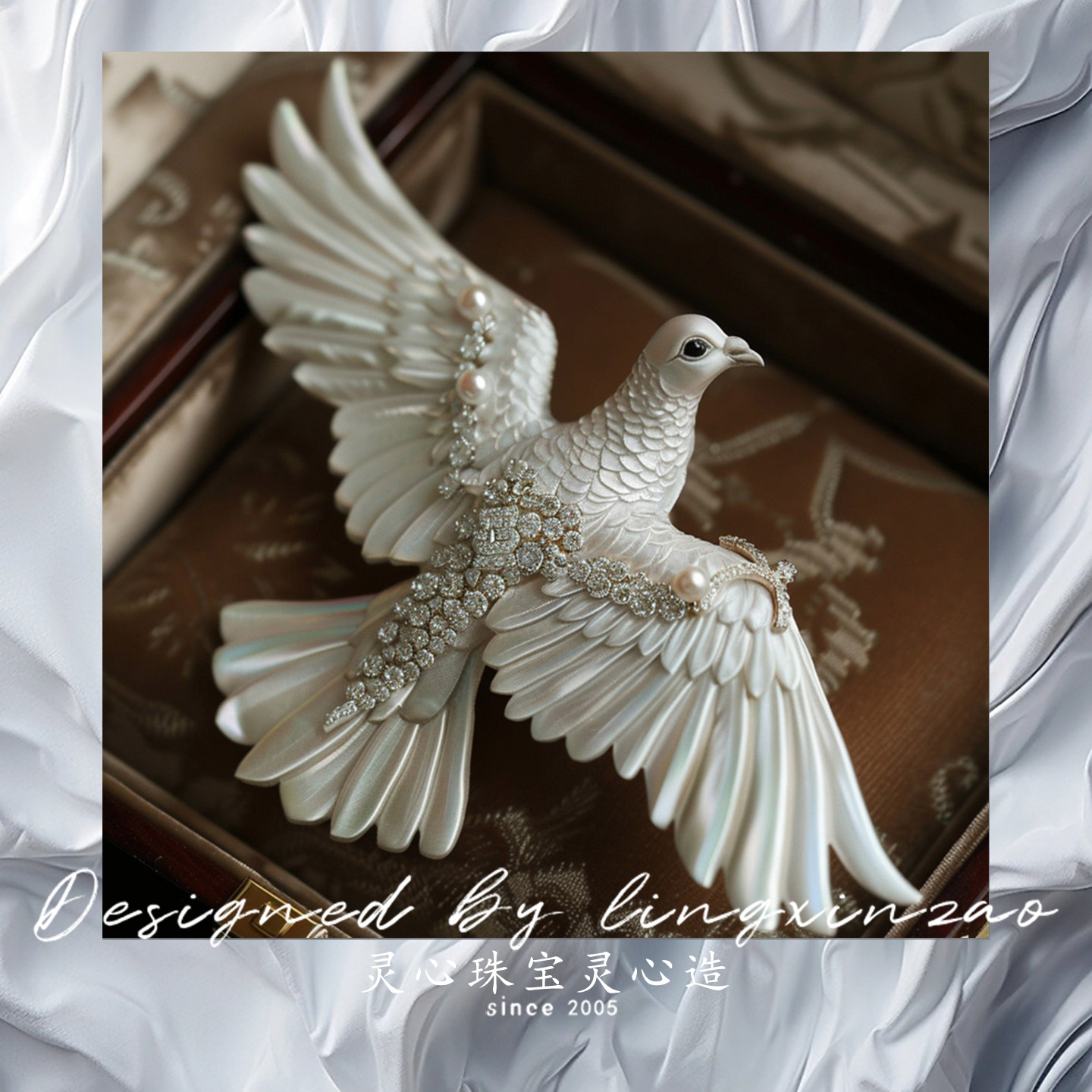 Lingxin jewelry designer original custom pigeon brooch Chinese aesthetic clothing accessories corsage jewelry