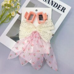 新しいレースリボンヘアピンヘアアクセサリー女性の後頭部刺繍ヘアピンリボン甘いヘアピンセット