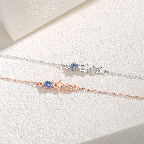 925 sterling silver fantasy star bracelet girls ins Korean version simple star bracelet light luxury versatile best friend hand jewelry