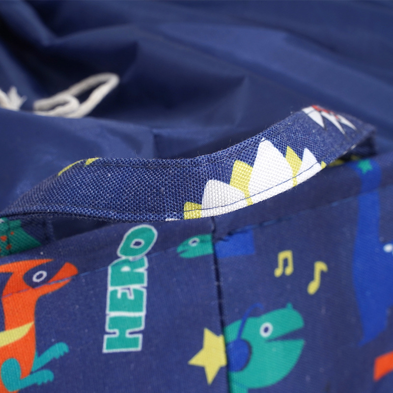 卡通大容量帆布收纳筐带手提可折叠收纳筐束口防尘脏衣篮批发