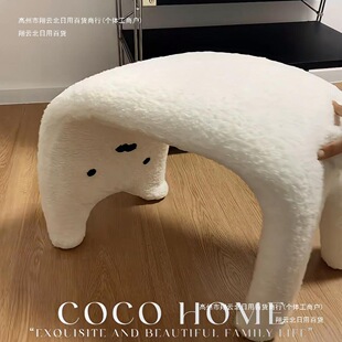 Cat Dressing Stool Plush Style Home Girl Creative Lower Waist Stool Cartoon Cream Stool High-Looking Special Shape