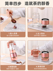 雙層玻璃杯茶水分離加厚耐熱便攜水杯可愛女學生泡茶杯子刻字