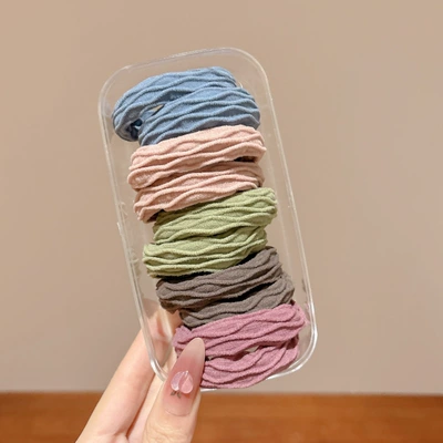 Durable Rubber Band, Women's Hair | Saç üçün rezinlər - morandi-diamond-pattern-hair-ties-10-piece-box-set-suitable-for-adults-and-children