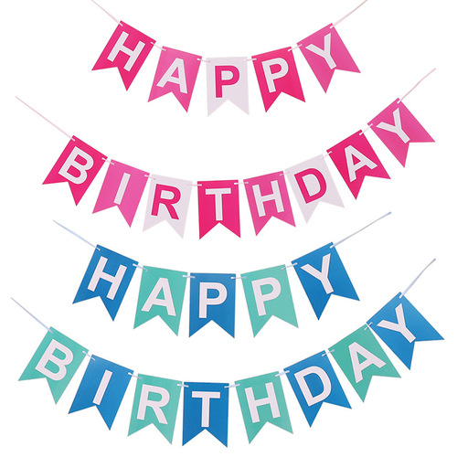 Small Number Birthday Banner Colorful Birthday Happy Letters Fish Tail Banner Party Scene Decoration Card Paper Banner Decoration