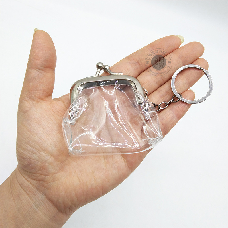 Women's Coin Purse Coin Data Cable Charging Cable Storage Transparent Single Buckle Keychain Travel Handbag Small Bag