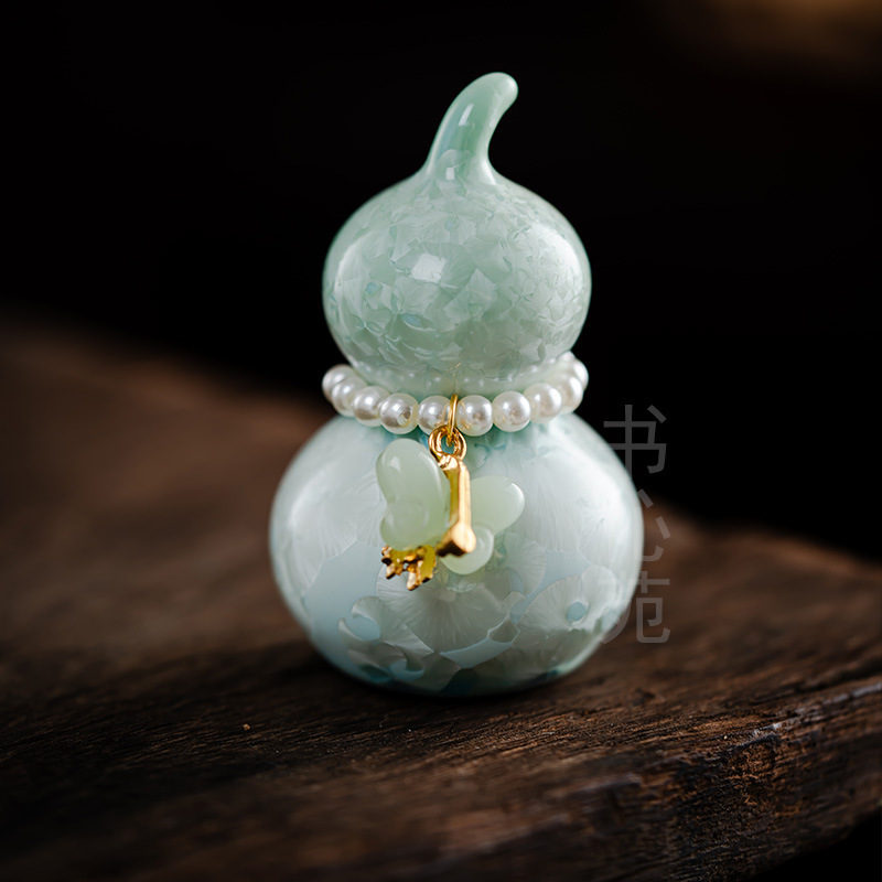 葫芦车载小摆件创意窑变女士高颜值挂件陶瓷清新茶宠茶道配件|undefined