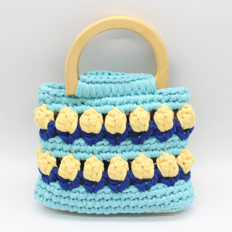 Línea de tela de bricolaje tejida a mano Bolso de tulipán Bolso de material Bolso para novias generosas y dulces