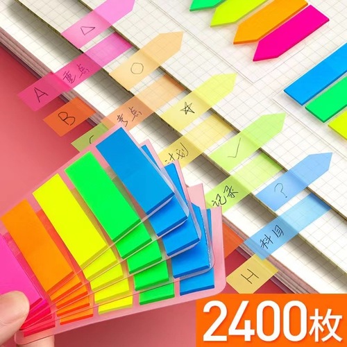 Fluorescent Sticky Notes Labels Stickers Transparent Plastic Markers Student Classification Sticky Notes Index Bookmarks