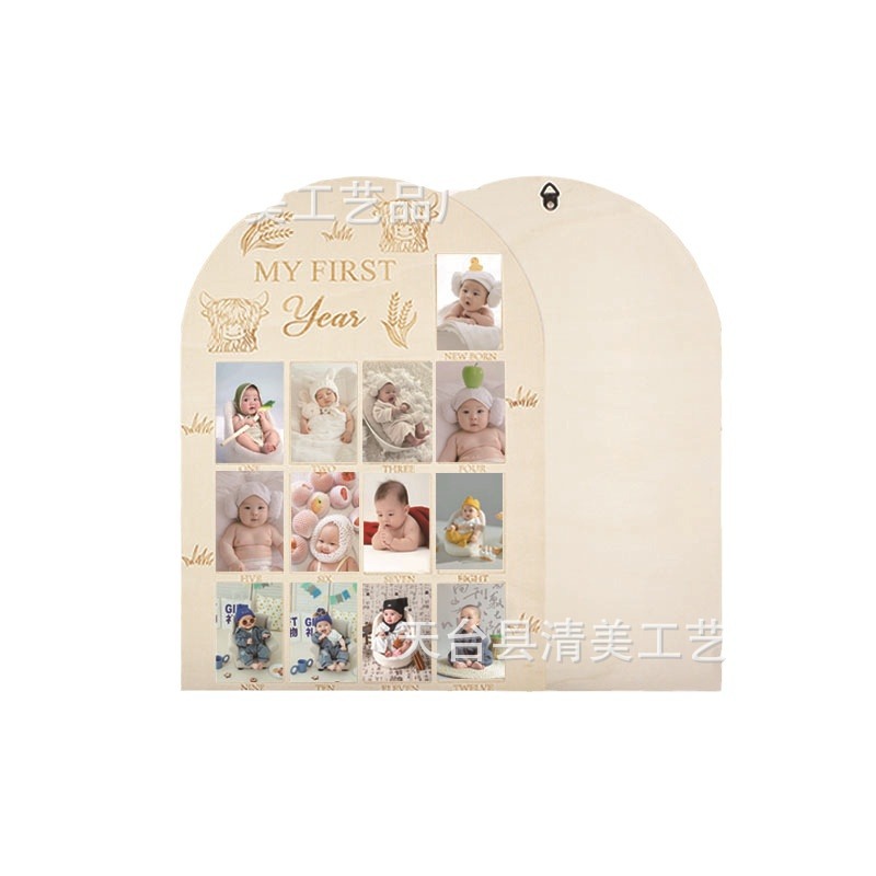 Dos marcos de fotos de hitos para recién nacidos en el primer año, marcos de fotos de bebés de madera creativos, marcos de exhibición conmemorativos