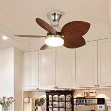 中古风扇灯吸顶吊扇灯卧室餐厅复古芭蕉叶家用低楼层一体风扇带灯