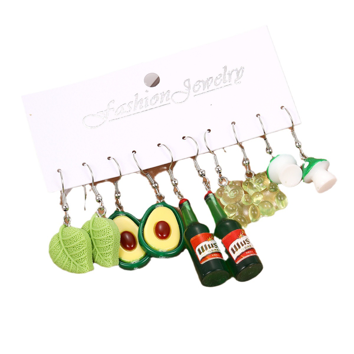 Aretes de simulación animal y frutas, dibujos animados