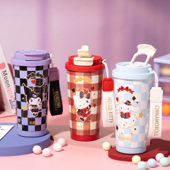 新しい Aikesi Sanrio Jiali ダブルドリンクコーヒーカップ男性と女性のオフィスウォーターカップ高価値ストローカップ