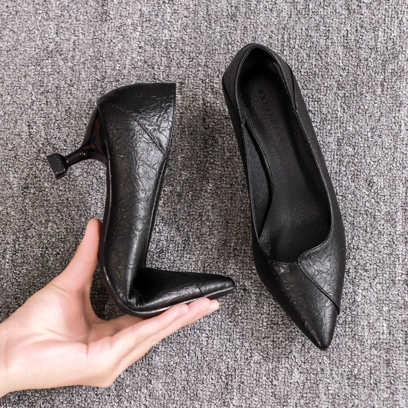 Small Heel Shoes for Women, New High Heels, Cheap Stiletto Heels, Cat Heels, Black New Products, Soft Soles, New Shoes