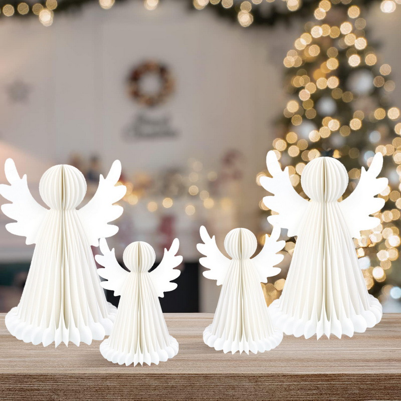 Navidad panal ángel decoración ornamentos bautismo papel decoración panal ángel decoración de mesa decoración de cena de Pascua